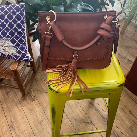 Top handle tassel crossbody Brown Leather bag - Picture 9 of 9